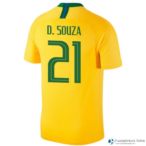 Brasilien Trikot Heim D.Souza 2018 Gelb Fussballtrikots Günstig